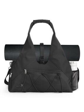 Women's Black Gym Bag Yoga Mat Holder Workout Fitness Tote